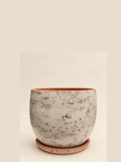 Krem Mermer Sırlı No 2 Ø20cm -  Saksilar - Lalezar Botanik
